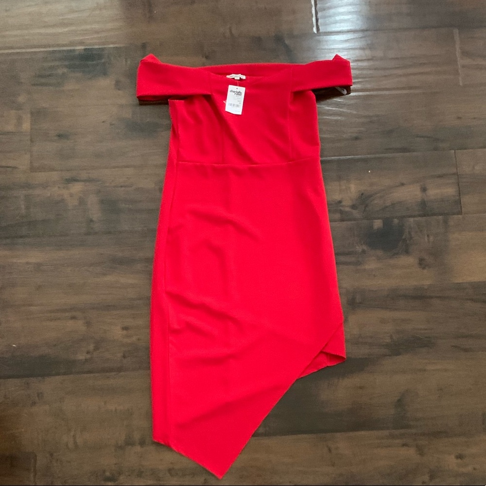 Red off the shoulder classy mini dress